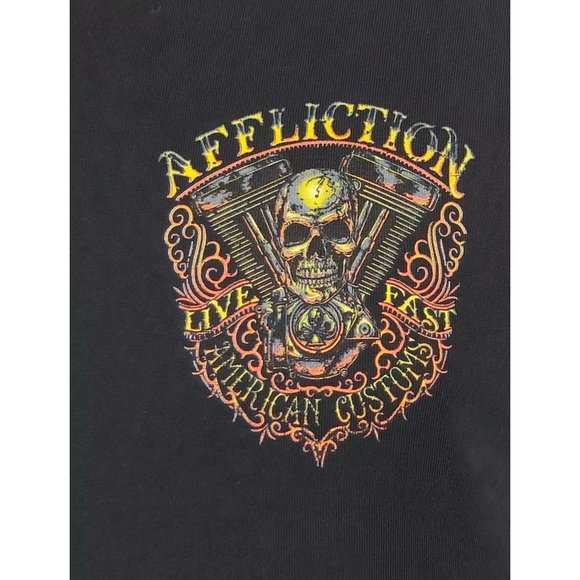AFFLICTION THUNDER Men's T-shirt BLACK Biker MMA - Picture 10 of 11